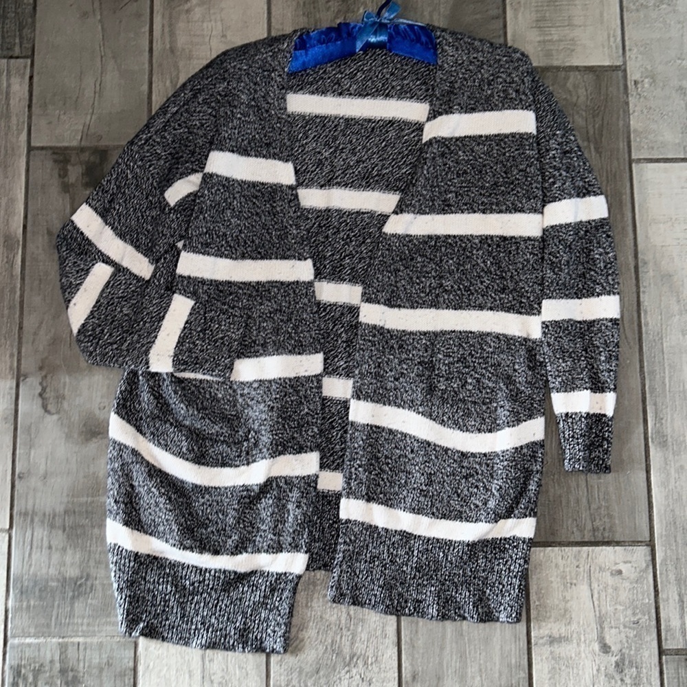 MADEWELL GREY WHITE CHUNKY KNIT OVERSIZED DUSTER LONG SWEATER CARDIGAN small - Picture 2 of 7